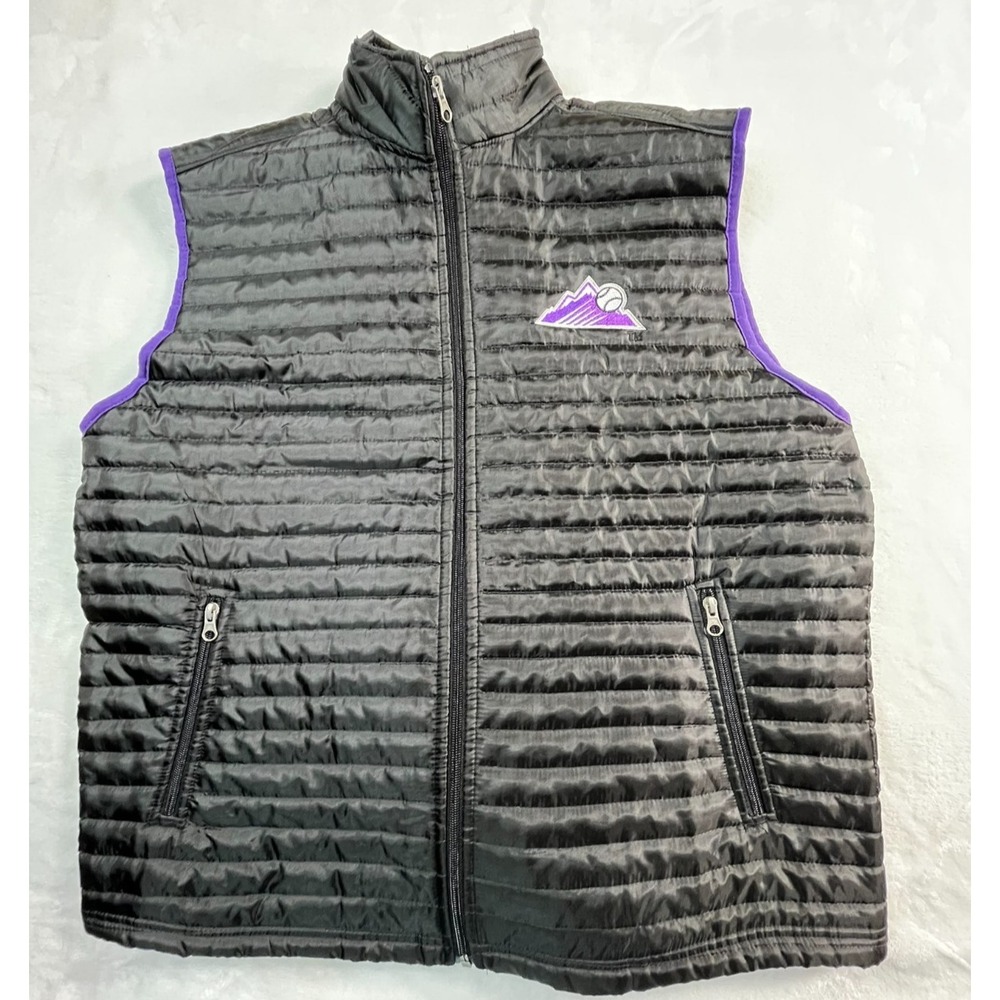 Colorado Rockies Mens L Puffer‎ Vest King Sooper Black Full Zip